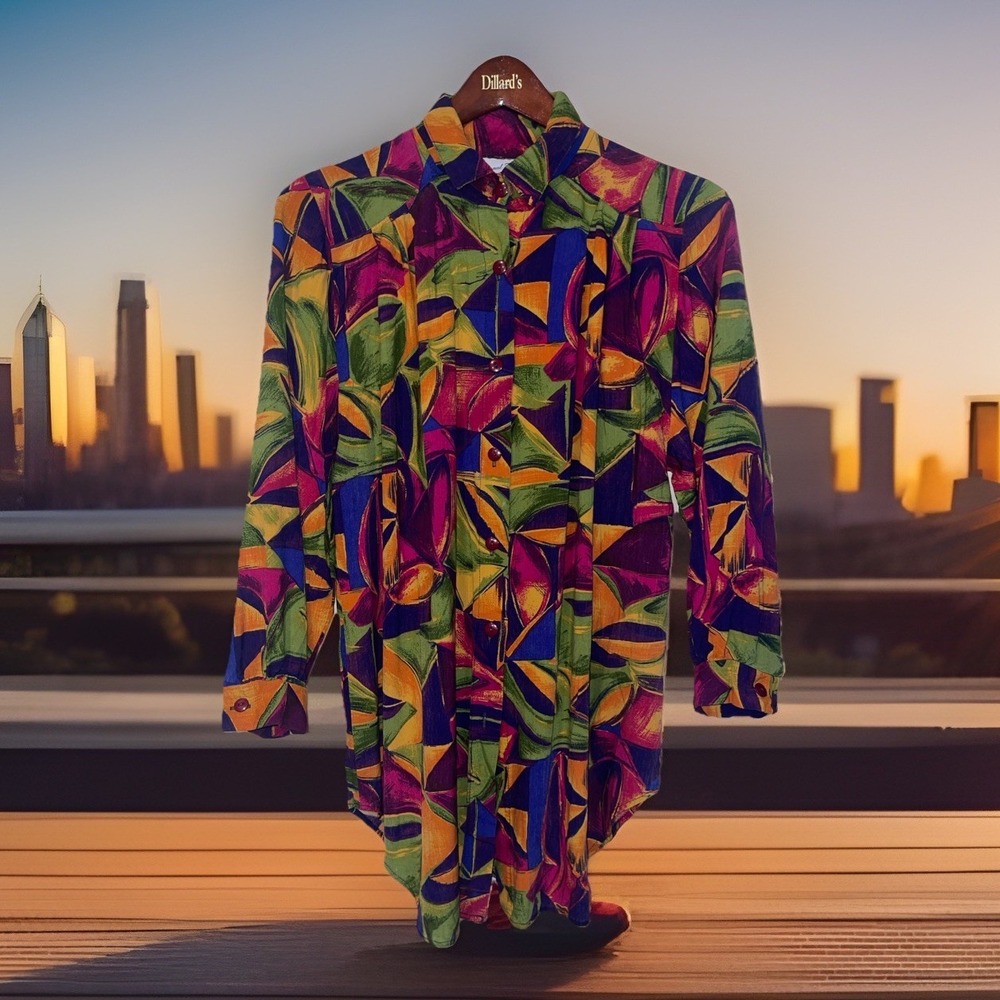 Vintage A Personal Touch Blouse Women Plus 1X Retro Pleats 90's Long Sleeve